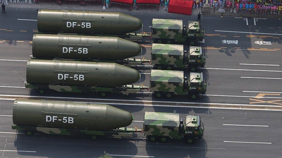 The second stage of the DF-5B, disassembled for transport. Photo: PLA