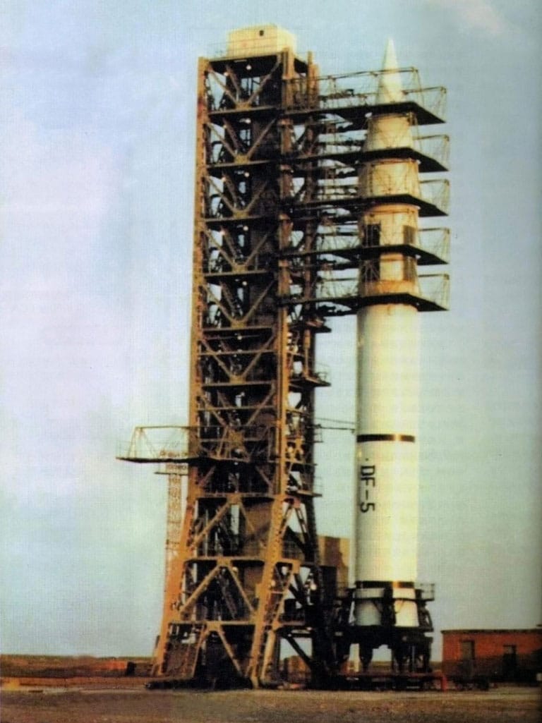 DF-5 launch from gantry tower. Photo: PLA