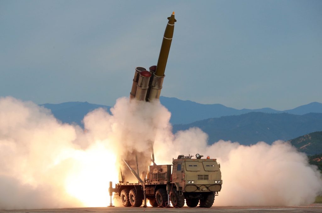 The KN-25 multiple rocket launcher vehicle. Photo: KCNA