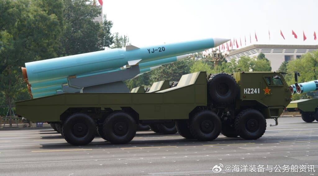 YJ-20 ballistic anti-ship missile at the Chinese Military Parade 2025. Image via Sinodefenceforum.