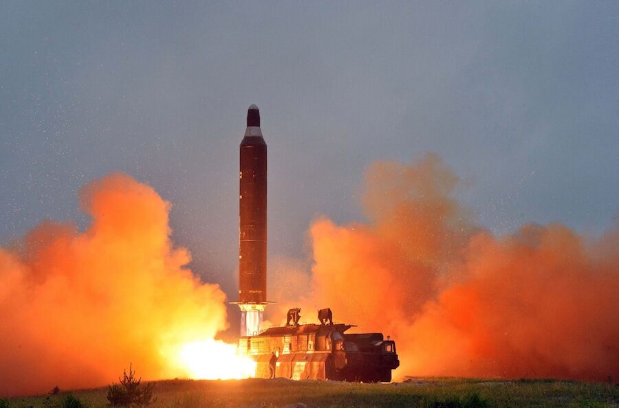 Undated image of Musudan launch, released April 2016. Photo: KCNA