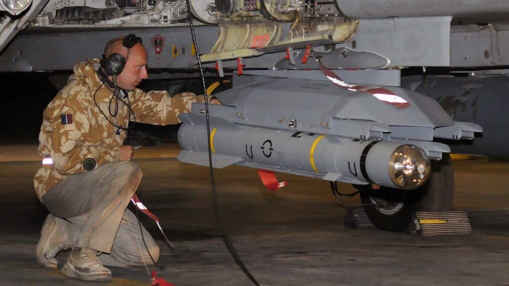 A Brimestone missile equipped to an aircraft. Photo: RAF via MBDA