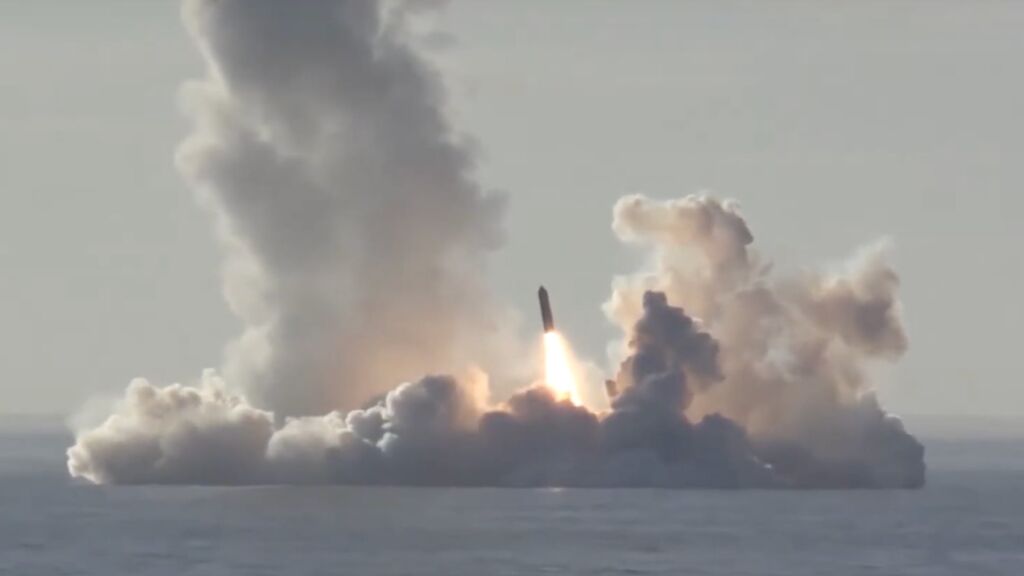 Bulava 4-missile salvo test, 2018. Photo: Russia MoD