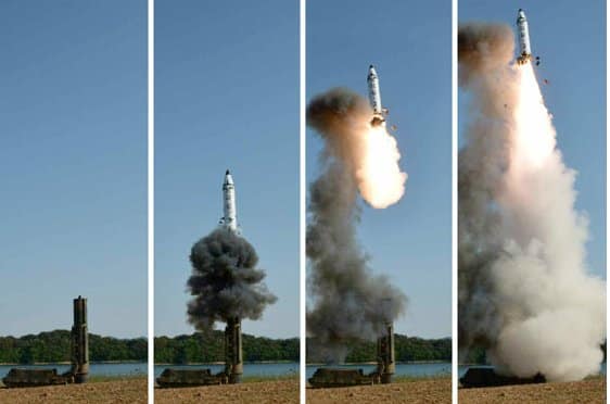 Pukguksong-2 ejection sequence. Photo: Rodong Sinmun