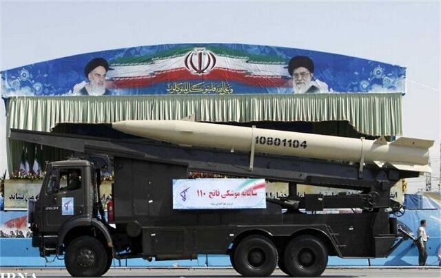 Fateh-110 on a mobile launcher. Photo: IRNA