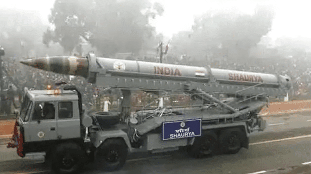 A Shaurya missile on a truck. Photo: Mint via Hindustan Times