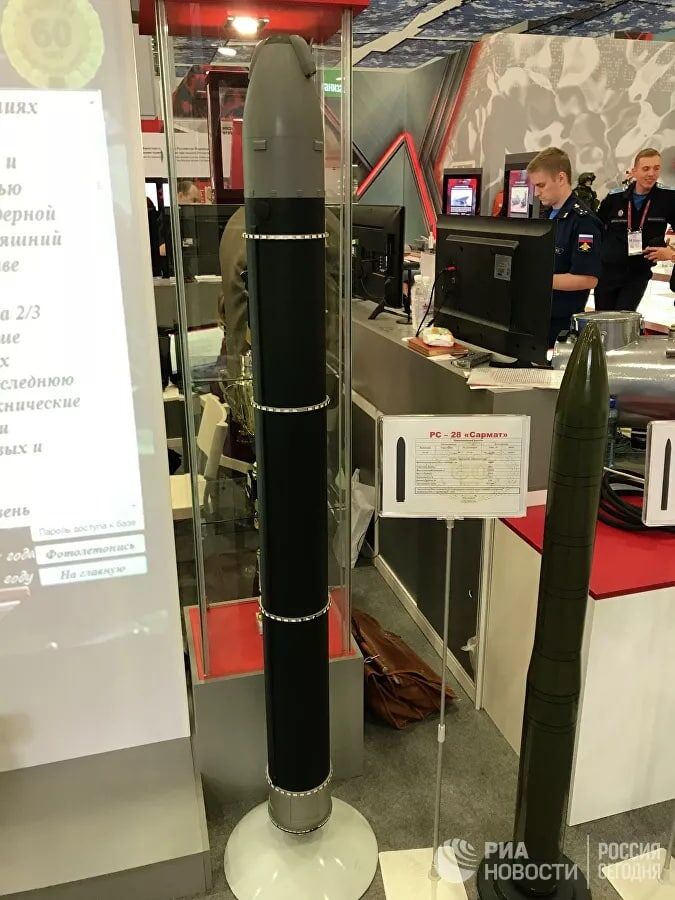 Photo of Sarmat and Yars scale models at MAKS defense expo. Photo: RIA Novosti