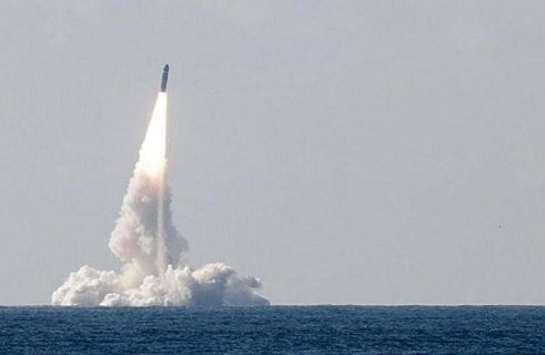 French submarine Le Téméraire (S617) test fires an M51 in June 2020. Photo: French Ministry of Armed Forces