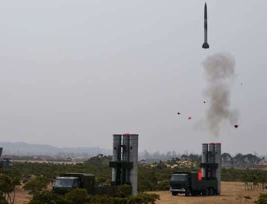 KN-06 missile cold-gas ejection from launch tube, 2017. Photo: KCNA
