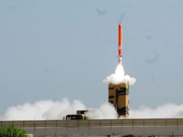 A Babur missile launching from a TEL.
