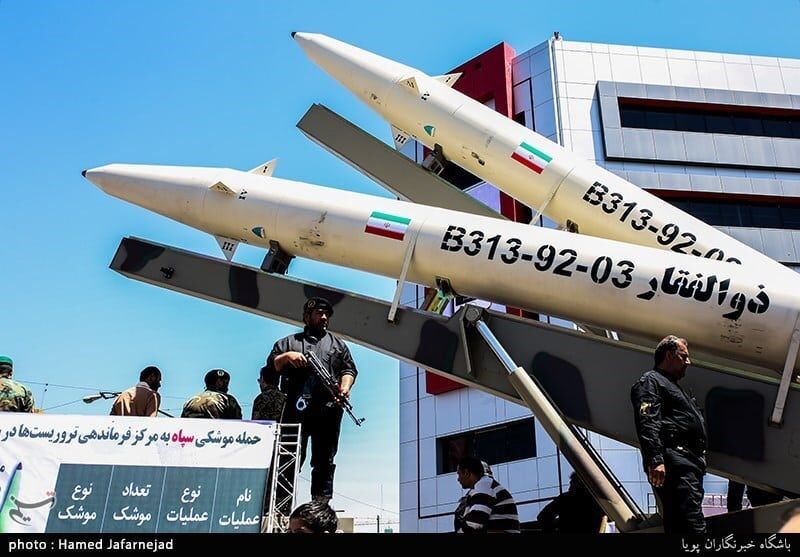 Iranian Zolfaghar missiles on display in 2017. Photo: Tasnim News Agency