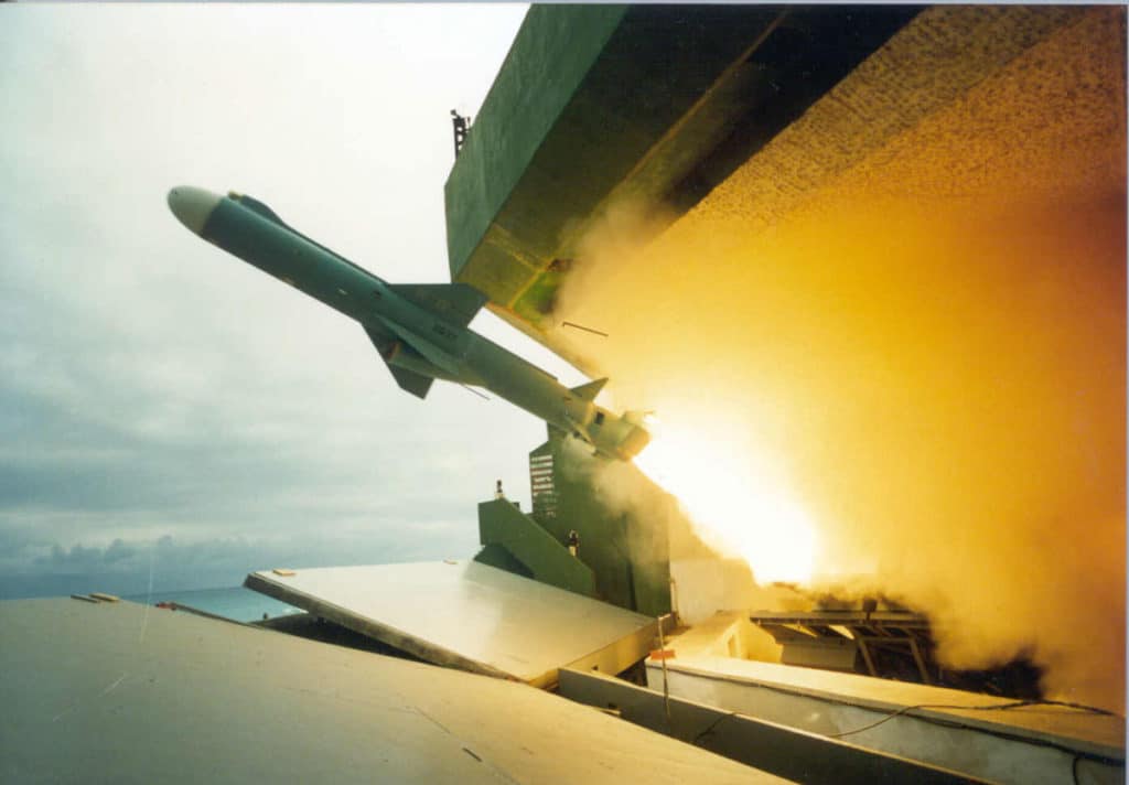 An HF-2 missile is test launched. Photo: NCSIST