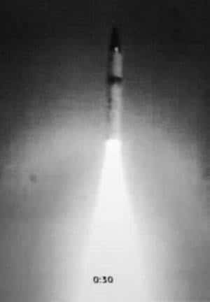 Screenshot of first successful Agni-III test, 2007. Photo: India MoD