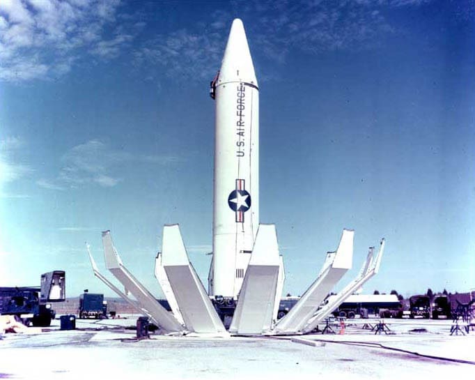 A U.S. Jupiter IRBM with “petal” over open. Photo: U.S. Army