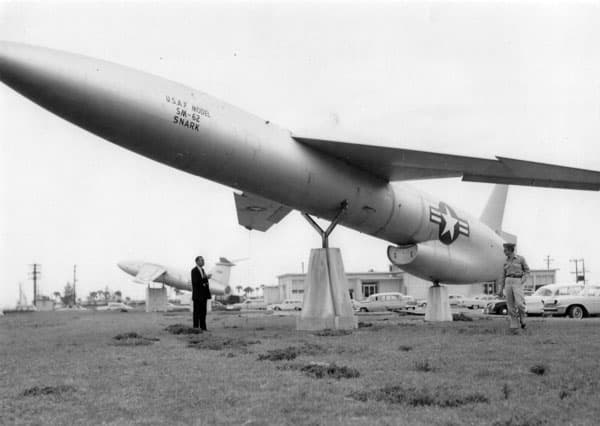 Snark display at the Tech Lab at Patrick Space Force Base, 21 April 1958. Photo: U.S. Air Force