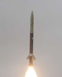 A Prahaar missile in flight. Photo: DRDO
