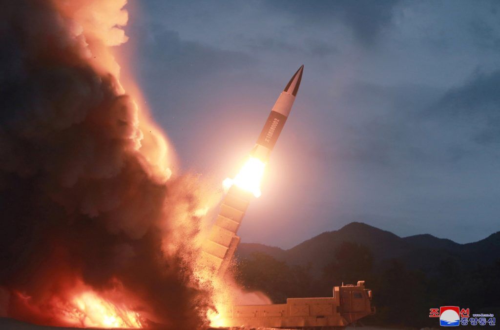 DPRK missile that appears to be a copy of the U.S. ATACMS. Photo: DPRK state media