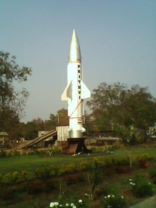 A Prithvi-I missile on display.