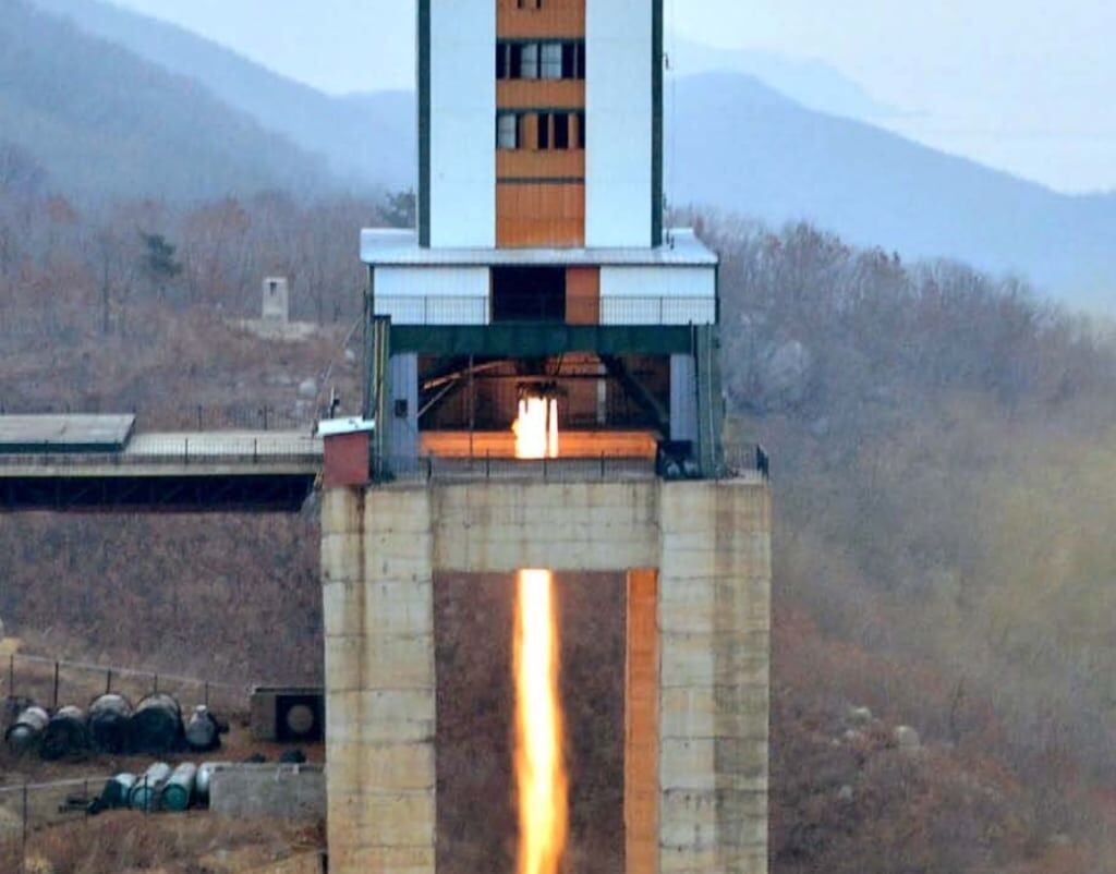 Static firing test of DPRK high-thrust motor, 2017. Photo: DPRK Foreign Languages Publishing House