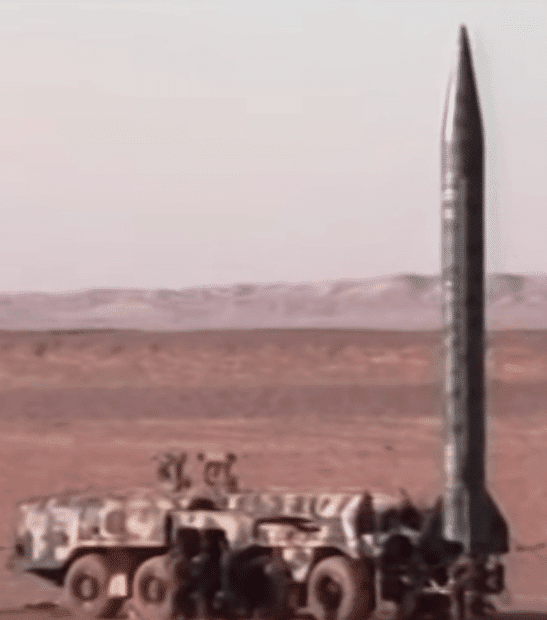 Shahab-1 in launch position. Photo: IRIB