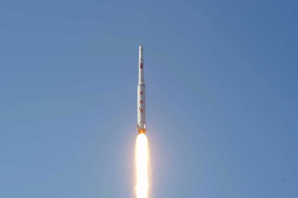 Taepodong-2/Unha flight test, Sohae launch site, released Feb 7, 2016. Photo: KCNA