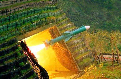 An HF-2E missile is test launched.